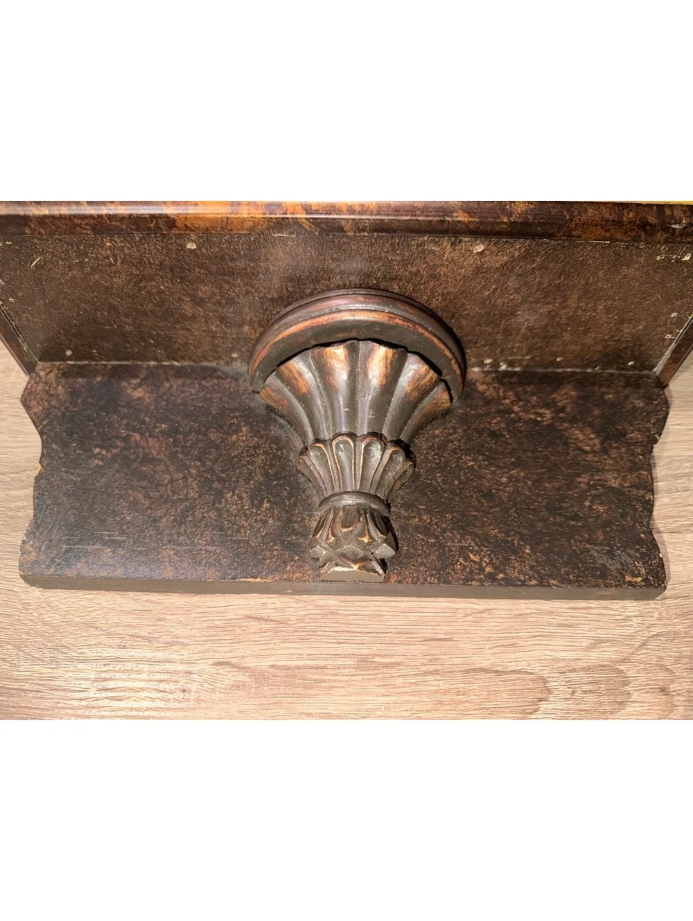 Antique Gold Bronze Fluted Corbel Floating Wall Shelf Rococo Ornate 14in